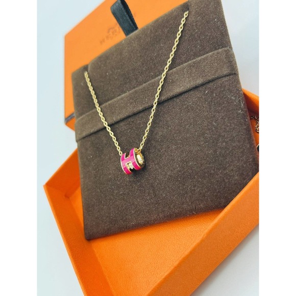 Hermes Mini pop h necklace Anémone / Rose Gold - Picture 2 of 4